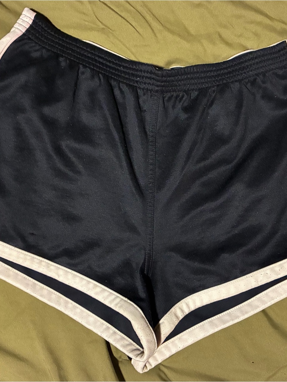Abercrombie & Fitch Navy Blue Athletic Shorts with White Trim